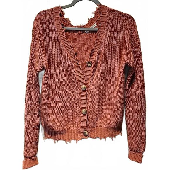 Moon & Madison Sweaters - Moon & Madison orange Knit Button Front Cardigan Sweater Cozy Size M